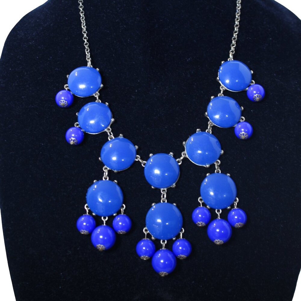 Long Blue Circle Bead Ethnic Gypsy Boho Statement Bib Necklace